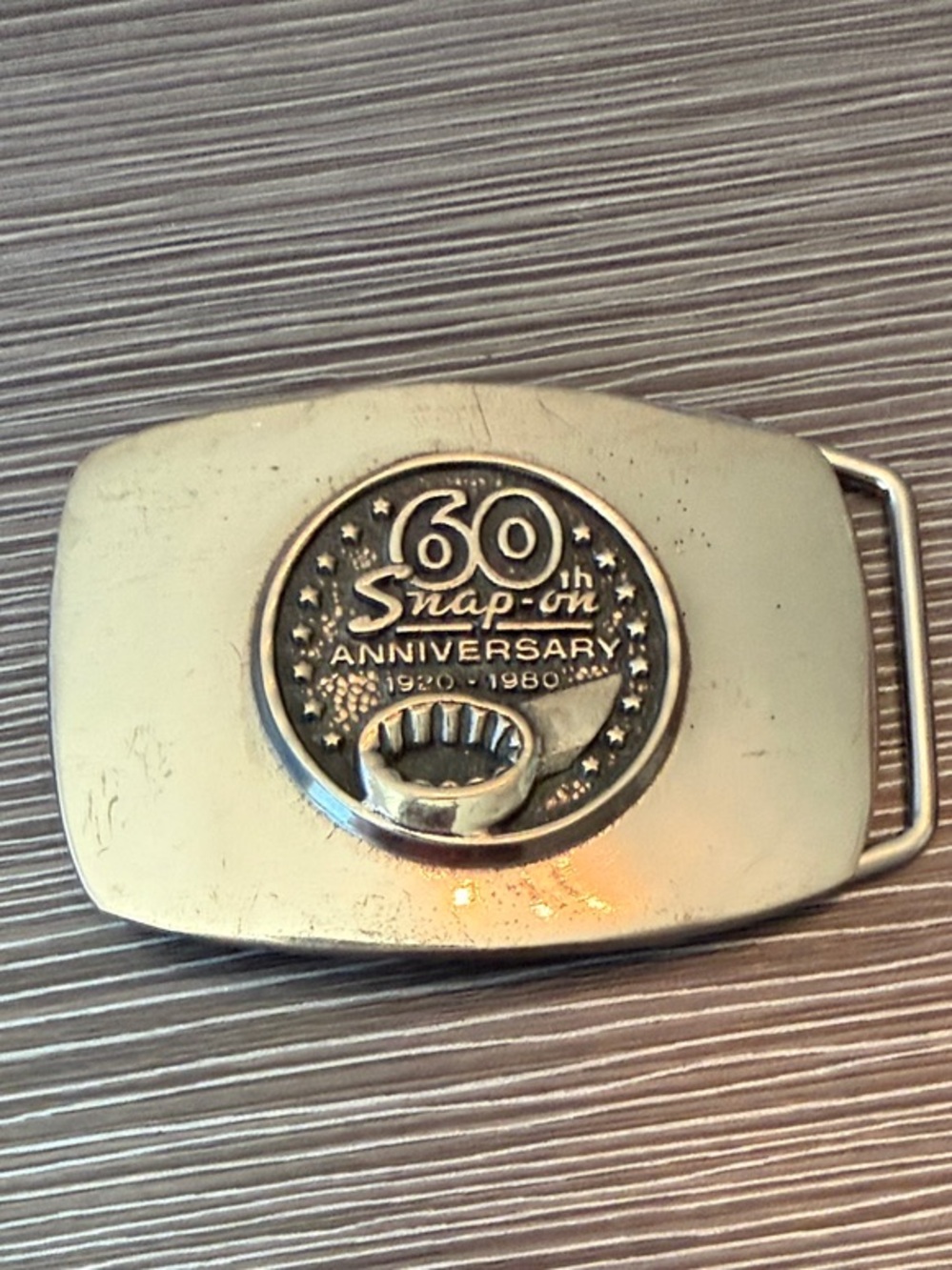 Vintage Snap-on Silver-Tone 60th Anniversary Belt Buckle